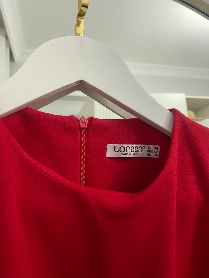 Loreen kırmızı krep tunik - Görsel 4