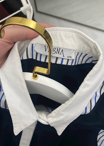 Vesna design çizgili lacivert tunik gömlek - Görsel 5