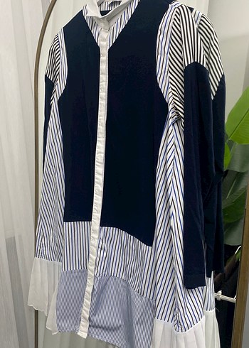 Vesna design çizgili lacivert tunik gömlek - Görsel 2