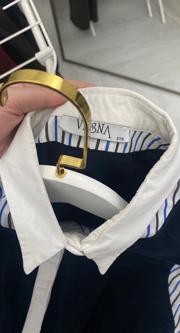 Vesna design çizgili lacivert tunik gömlek - Görsel 5