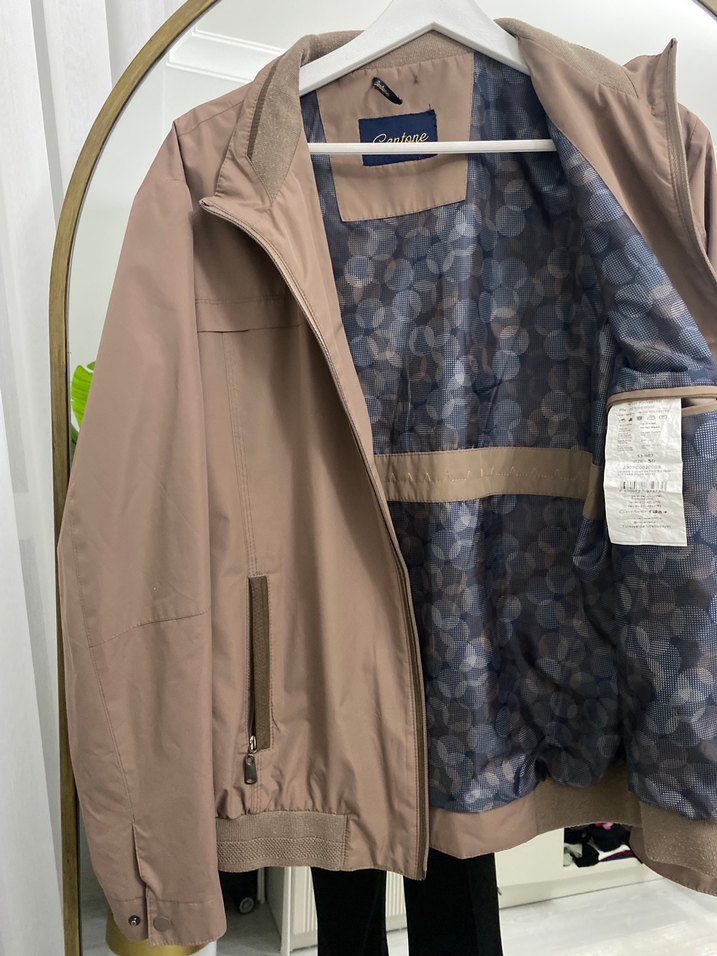 Bej Erkek Spor Ceket Fermuarlı yağmurluk - Görsel 5