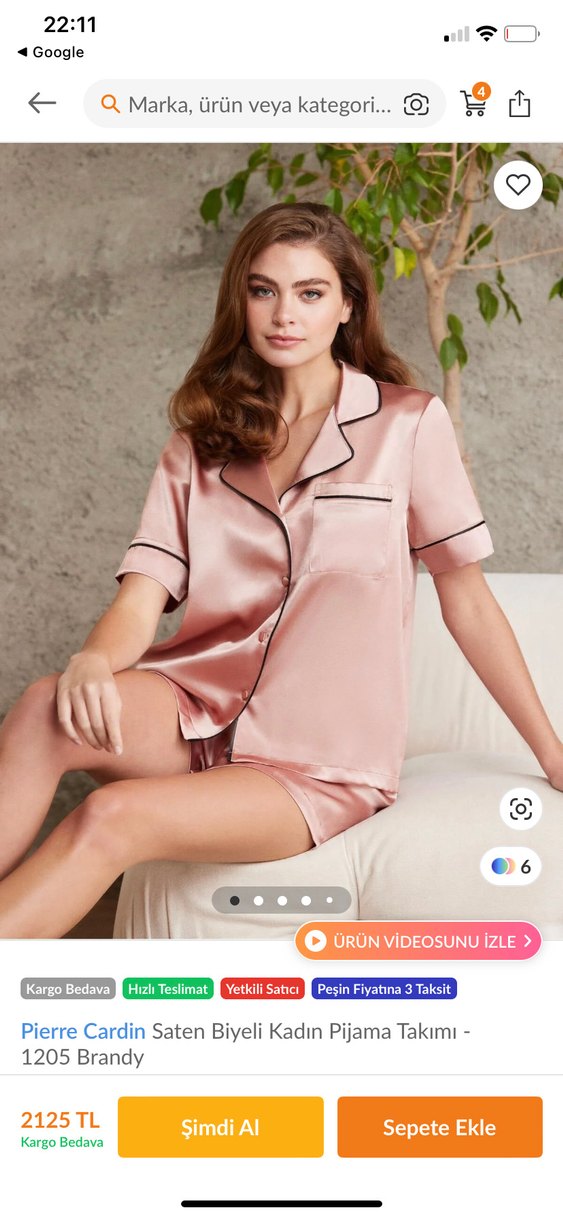 Pierre cardin Saten Şortlu Pijama Takımı somon,soğan kabuğu - Görsel 2