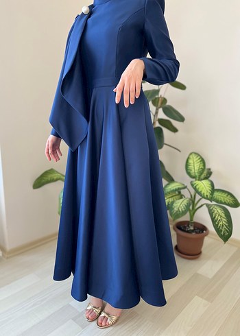 lacivert tesettür Abiye nişan söz elbise - Görsel 5