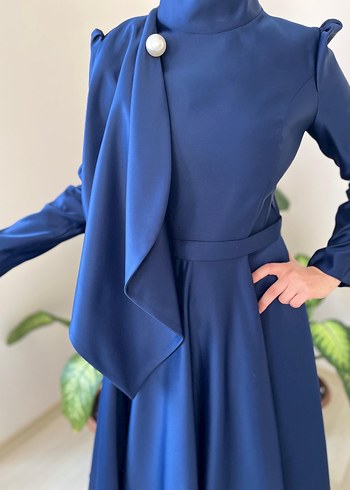 lacivert tesettür Abiye nişan söz elbise - Görsel 7