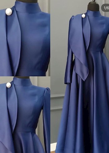 lacivert tesettür Abiye nişan söz elbise - Görsel 3