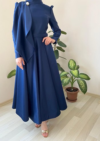 lacivert tesettür Abiye nişan söz elbise - Görsel 6