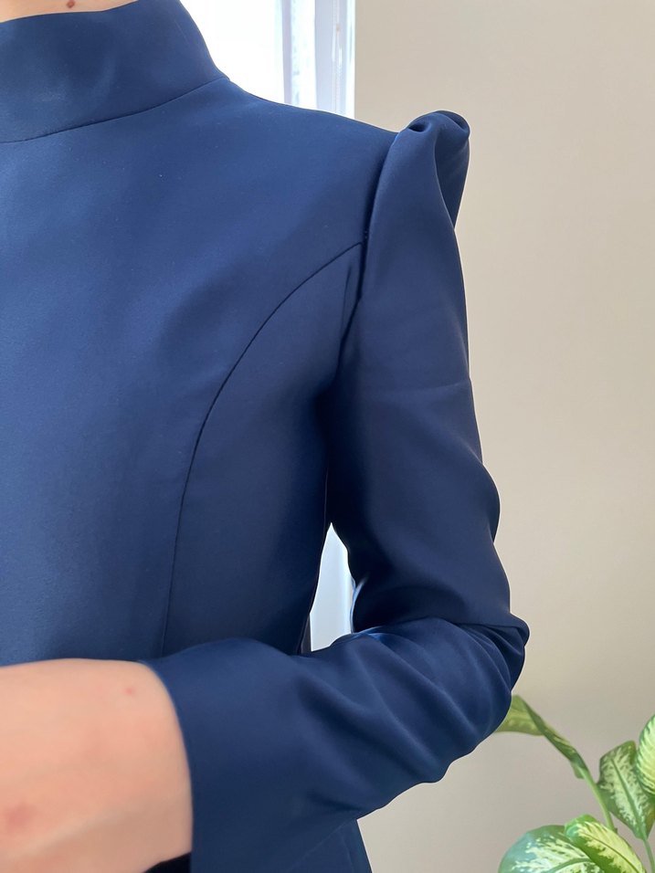 lacivert tesettür Abiye nişan söz elbise - Görsel 4