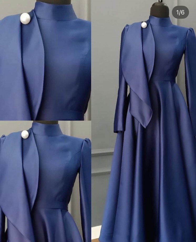 lacivert tesettür Abiye nişan söz elbise - Görsel 3