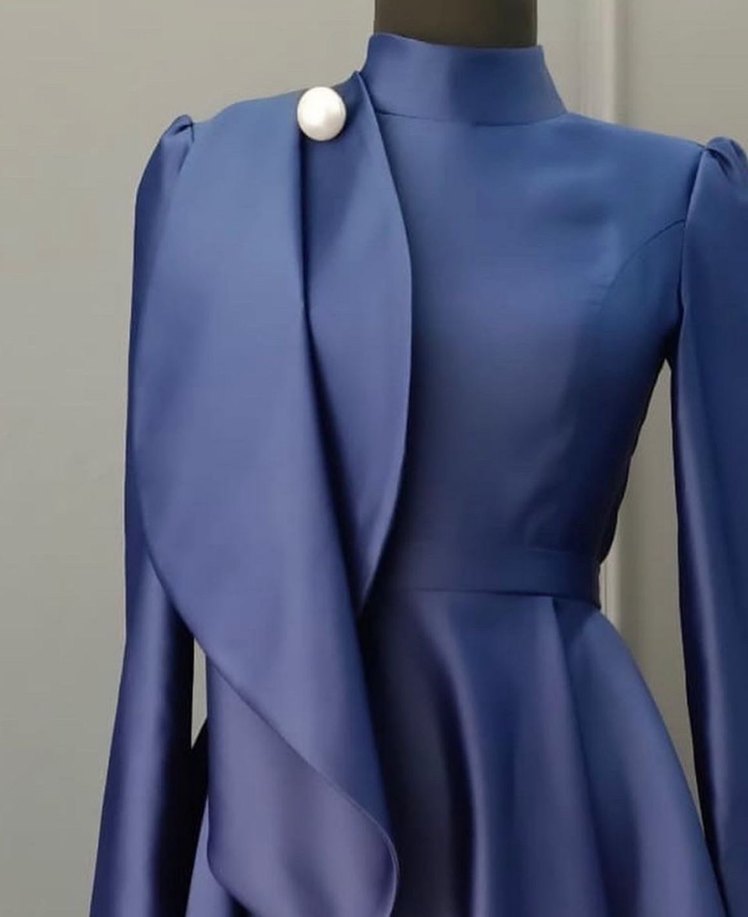 lacivert tesettür Abiye nişan söz elbise - Görsel 2