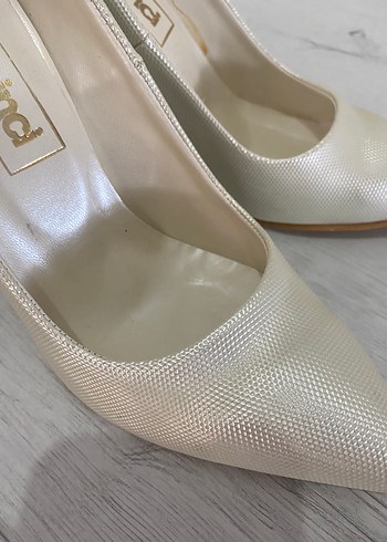 İnci marka nikah düğün beyaz Stiletto topuklu ayakkabı - Görsel 3