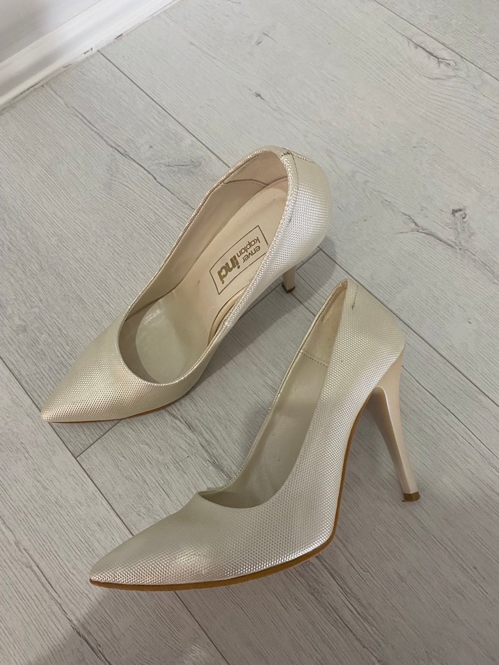 İnci marka nikah düğün beyaz Stiletto topuklu ayakkabı - Görsel 2