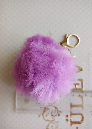 Mor Peluş Ponpon Anahtarlık