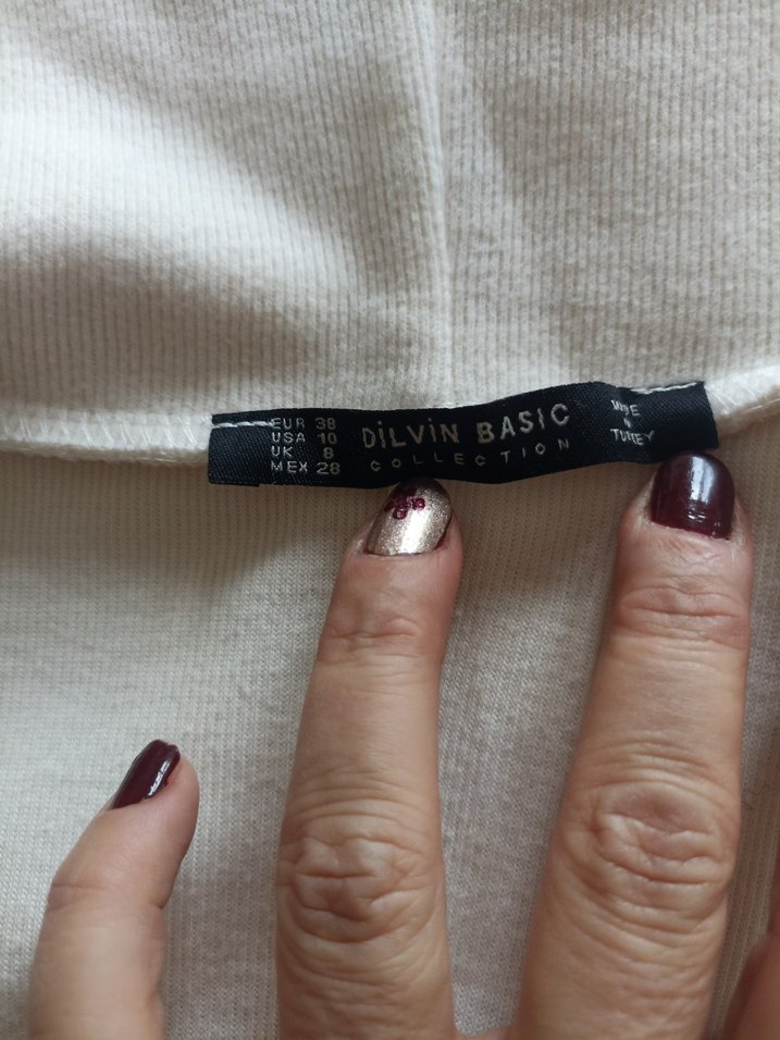 Balıkçı yaka ekru tunik elbise - Görsel 4