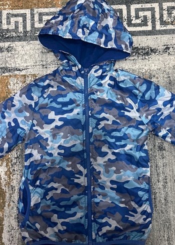Erkek Çocuk Mavi Kamuflaj Kapüşonlu Ceket - Görsel 2