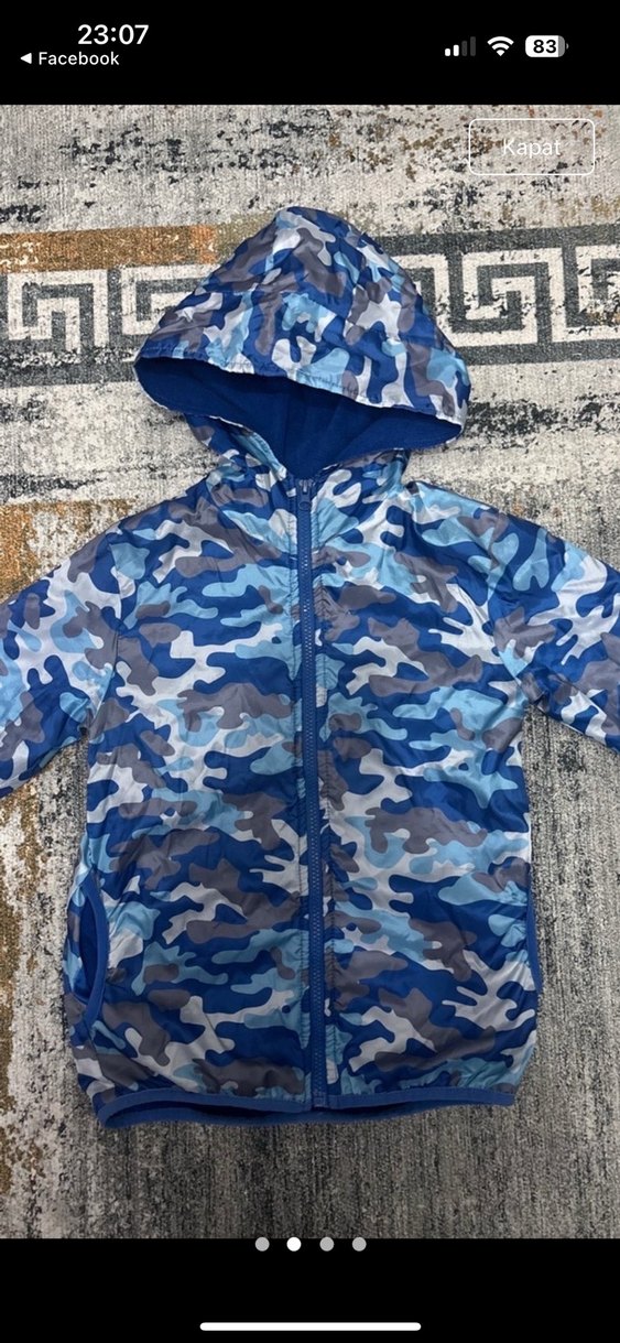 Erkek Çocuk Mavi Kamuflaj Kapüşonlu Ceket - Görsel 2