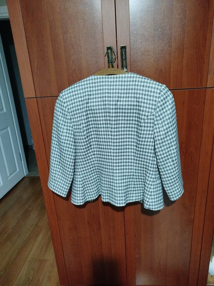 Mini Kareli Kadın Blazer - Görsel 5