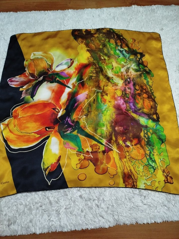 %100 İpek eşarp yabancı marka - Görsel 2