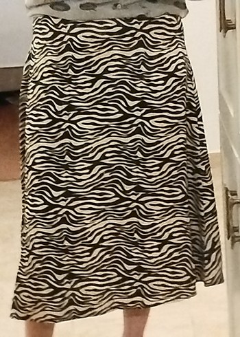 Kadın Zebra Desenli Midi Etek - Görsel 2