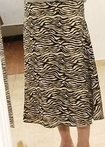 Kadın Zebra Desenli Midi Etek - Görsel 3