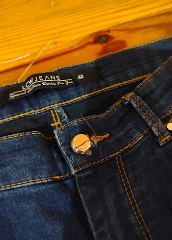 Kadın Parlak Lacivert Midi Denim Pantolon - Görsel 2