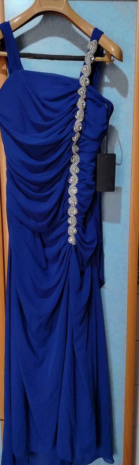 Drapeli Lacivert Uzun Abiye Elbise - Görsel 2