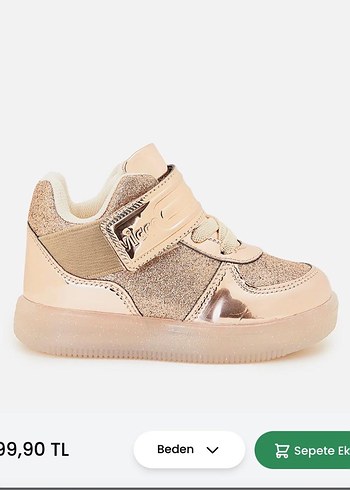 Kız Çocuk Parlak Altın Cırt Cırtlı Spor Ayakkabı - Görsel 4