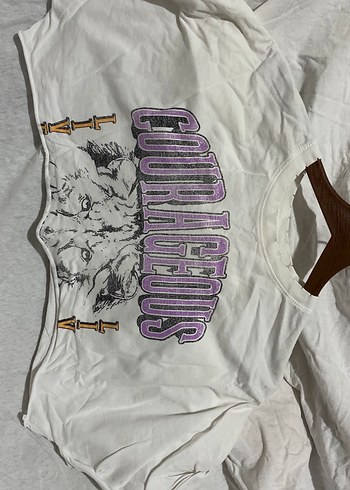 Beyaz Baskılı Kısa Kollu Tişört bershka crop