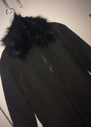xs Beden Oversize Füme Kürklü Kaban