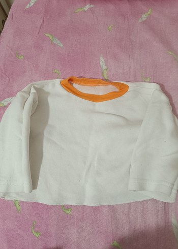 Turuncu Yaka Detaylı Beyaz Çocuk Pijama - Görsel 2