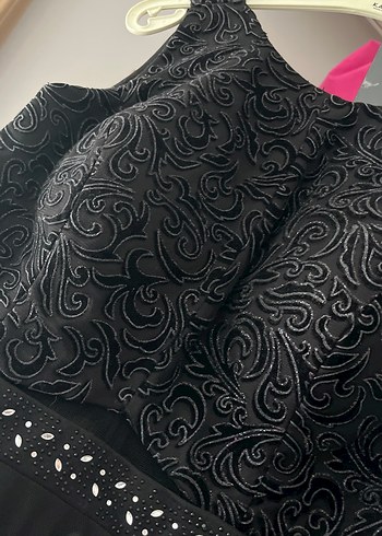 Siyah V Yakalı Uzun Gotik Abiye Elbise - Görsel 3