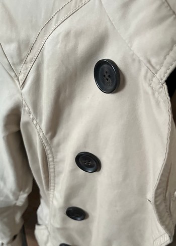 Bej Kadın Düğmeli Trençkot - Görsel 3