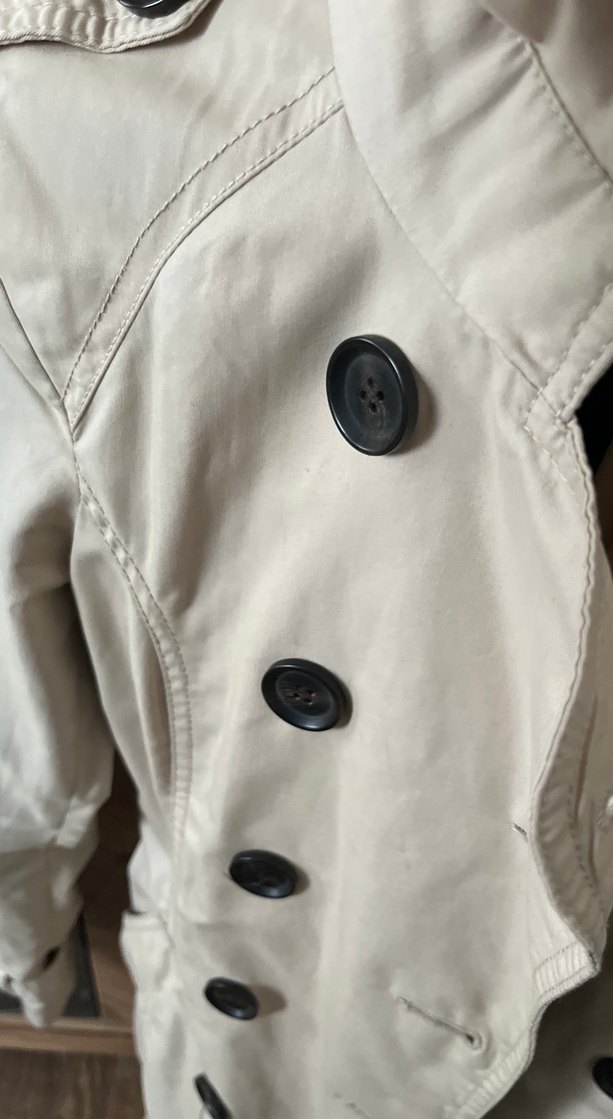 Bej Kadın Düğmeli Trençkot - Görsel 3