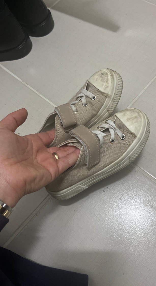 Bej Erkek Çocuk Spor Ayakkabı Cırtcırtlı - Görsel 3