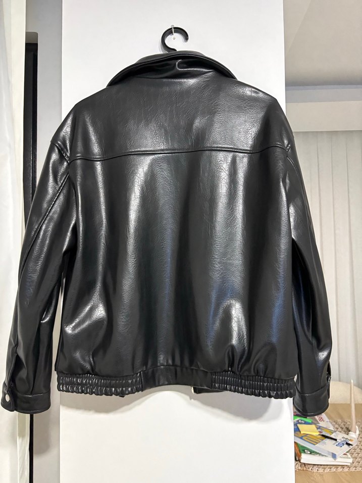Siyah Deri Kadın Ceket - Görsel 4
