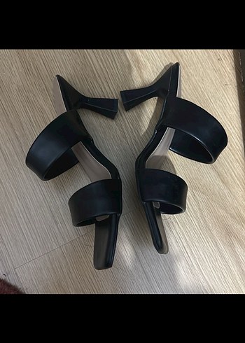 38 Beden siyah Renk Siyah Kadın Topuklu Terlik
