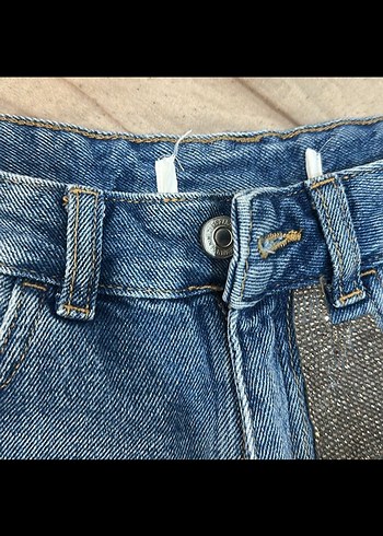 xs Beden mavi Renk Taşlı parlak Mavi Mini Denim Şort