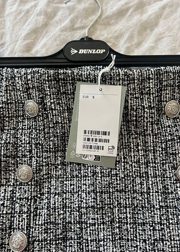 H&M Düğmeli Nakışlı Gri Mini Etek H M