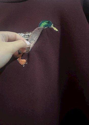 l Beden Bordo Kapüşonlu Baskılı Kadın Sweatshirt