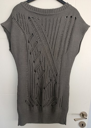 Gri Örgü Kolsuz elbise - Görsel 2