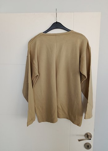 Bej Uzun Kollu Triko Kadın Kazak - Görsel 2