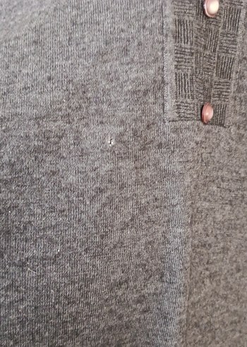 Gri Düğmeli Yün Kadın Kazak - Görsel 6