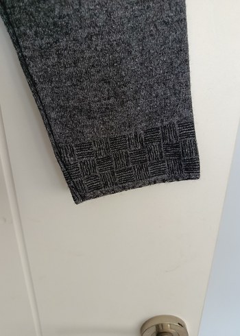 Gri Düğmeli Yün Kadın Kazak - Görsel 5