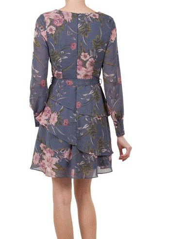 Uzun Kollu V Yaka Mini Bohem Elbise - Görsel 2