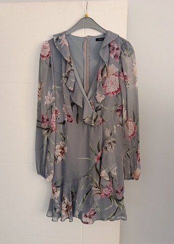 Uzun Kollu V Yaka Mini Bohem Elbise - Görsel 3