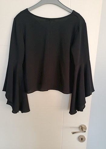 Siyah V Yakalı Salaş Kadın Bluz - Görsel 4