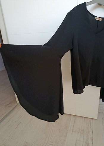 Siyah V Yakalı Salaş Kadın Bluz - Görsel 5