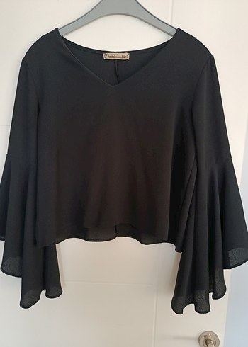 Siyah V Yakalı Salaş Kadın Bluz - Görsel 3