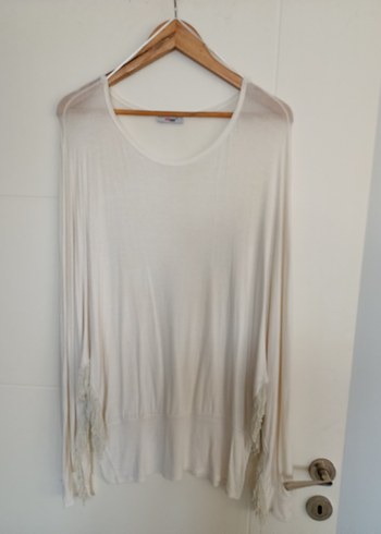 Beyaz Bluz V Yaka - Görsel 2