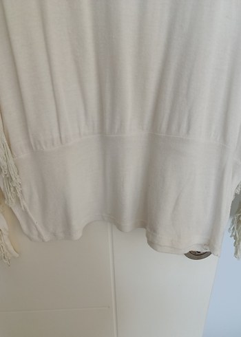 Beyaz Bluz V Yaka - Görsel 5