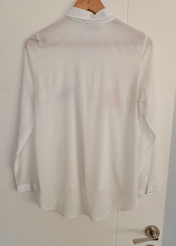 Düğmeli, Uzun Kollu Beyaz Baskılı Kadın Gömlek - Görsel 2